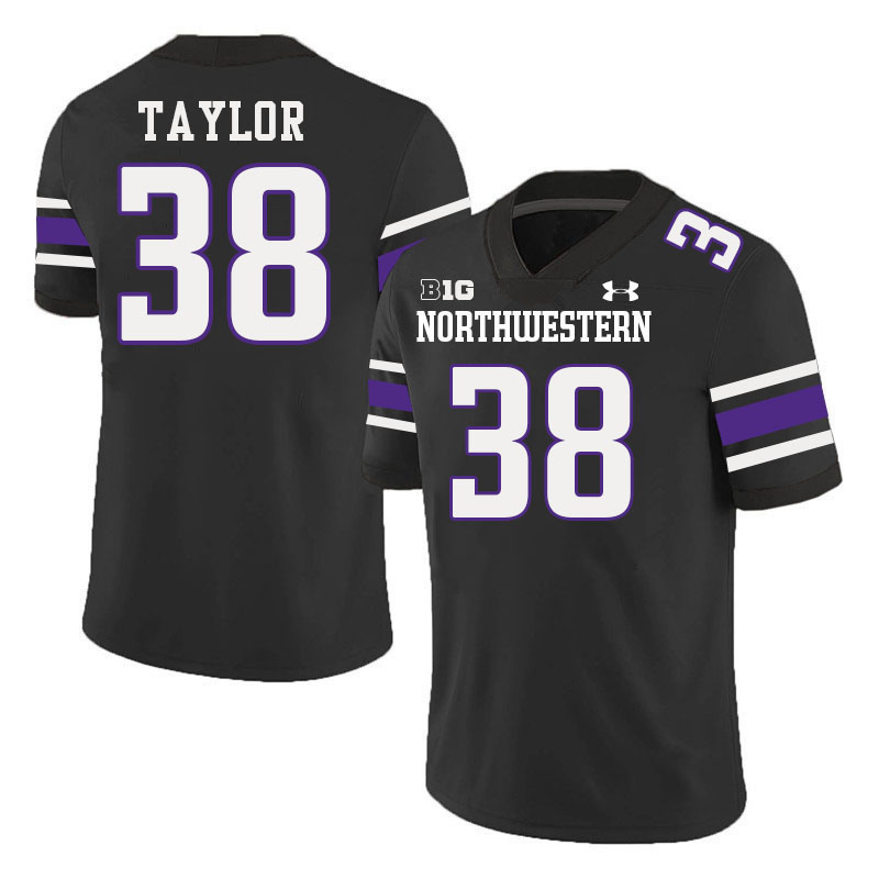 Northwestern Wildcats #38 Noah Taylor College Football Jerseys Stitched-Black